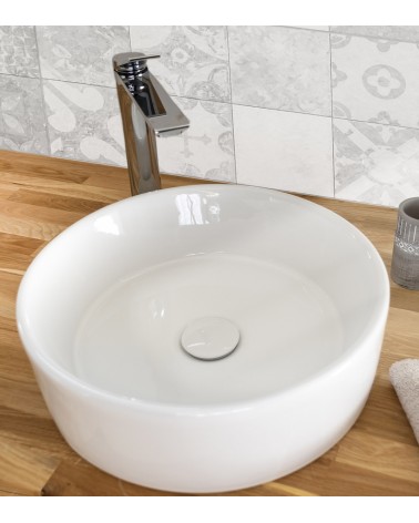 Vasque ronde en céramique à poser modèle YRIA