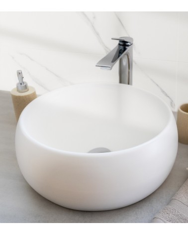 Vasque ronde en céramique à poser modèle CYRIUS