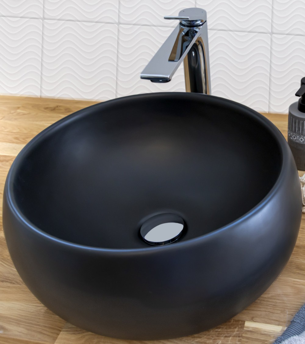 Vasque noire en céramique à poser modèle RIVALA