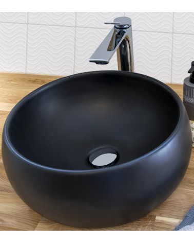 Vasque noire en céramique à poser modèle RIVALA