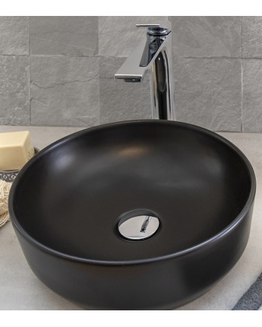 Vasque noire en céramique à poser modèle VESUVIA