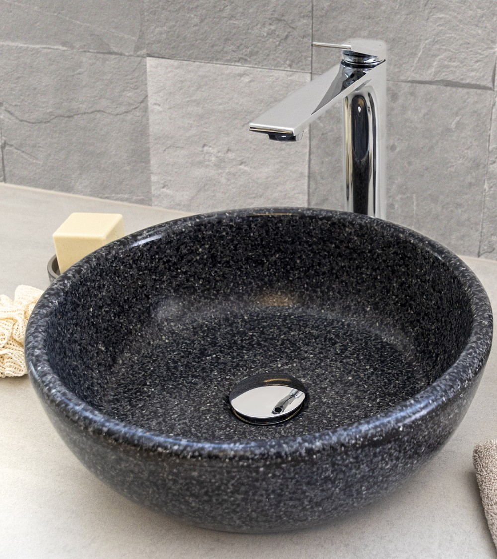 Vasque en terrazzo noir à poser modèle TERA