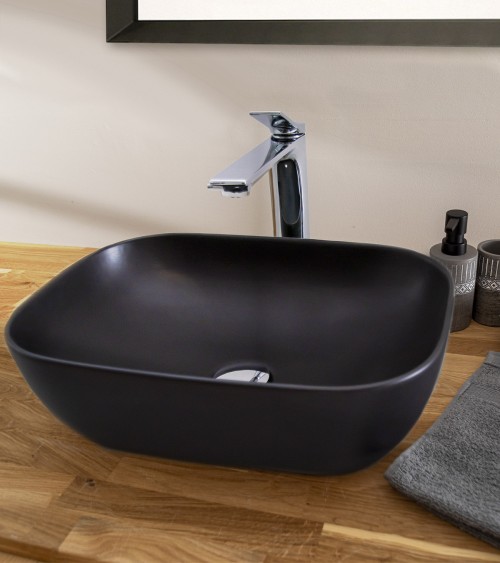 Vasque noire en céramique à poser modèle CERIA