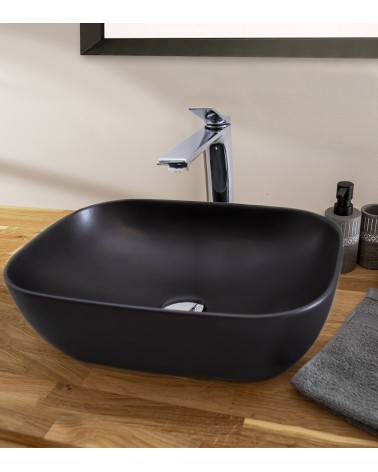 Vasque noire en céramique à poser modèle CERIA