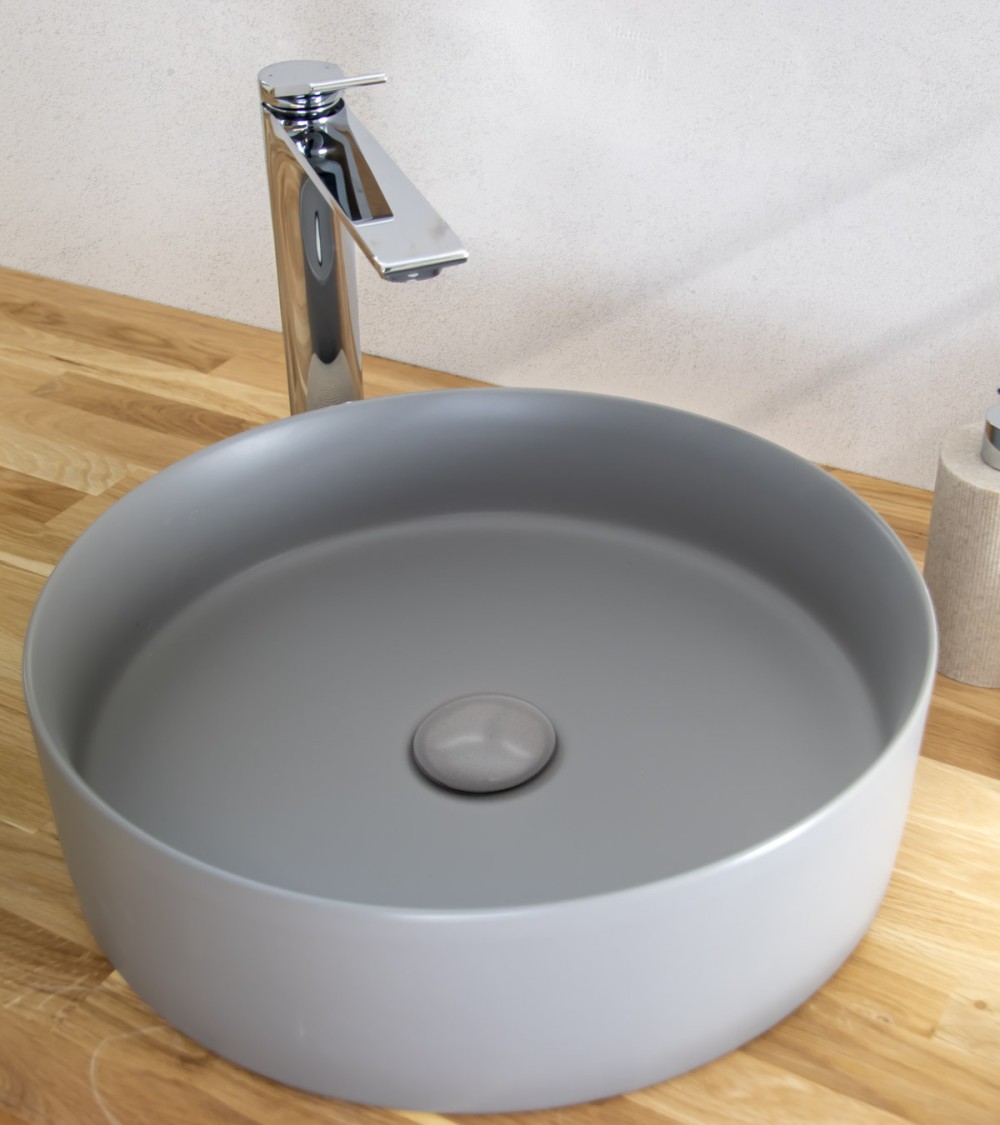 Vasque ronde en céramique à poser modèle REVA