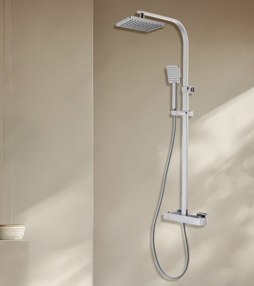 Colonne de douche thermostatique carrée