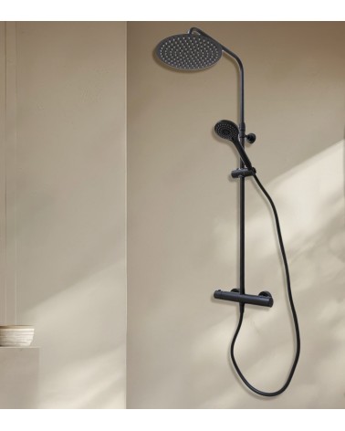 Colonne de douche thermostatique ronde finition noir mat
