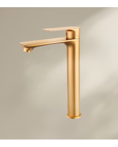 Mitigeur de salle de bain QUARTEL avec bec haut finition dorée