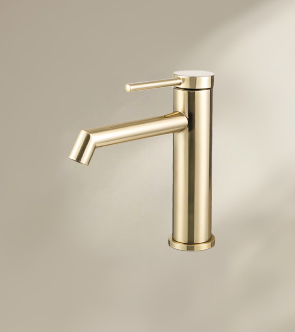 Mitigeur de salle de bain CHADOW avec bec bas finition laiton brossé