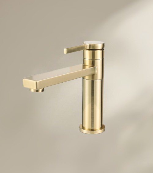 Mitigeur de salle de bain ALEA avec bec bas finition laiton brossé