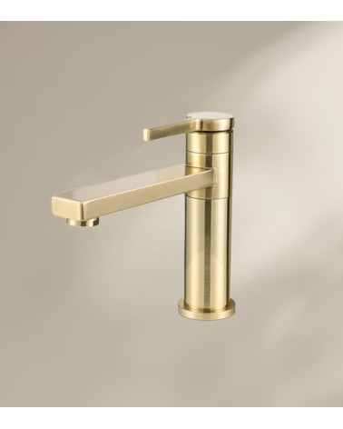 Mitigeur de salle de bain ALEA avec bec bas finition laiton brossé
