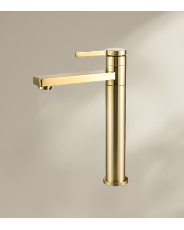 Mitigeur de salle de bain ALEA avec bec haut finition laiton brossé