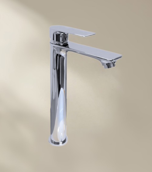 Mitigeur de salle de bain QUARTEL avec bec haut finition chromée