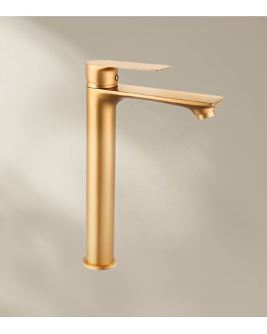 Mitigeur de salle de bain QUARTEL avec bec haut finition dorée