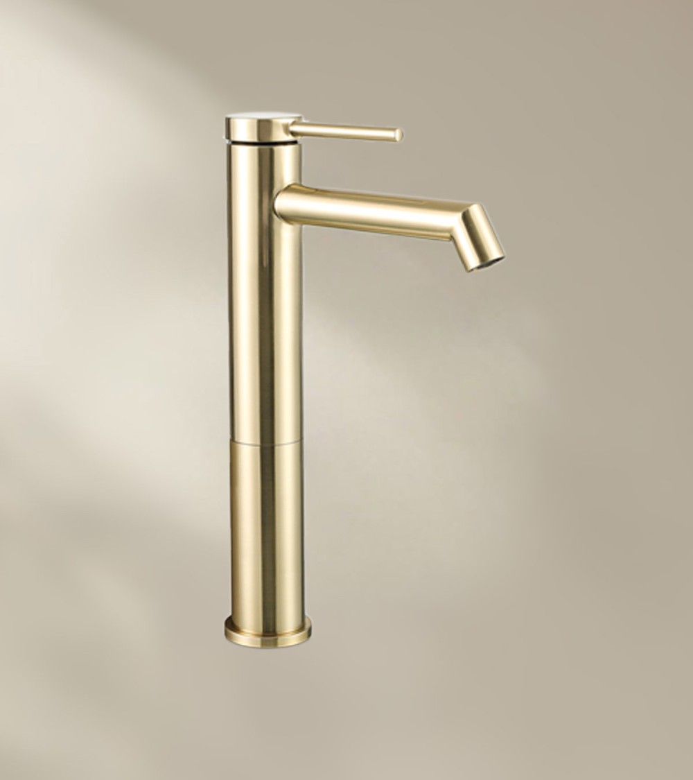 Mitigeur de salle de bain CHADOW avec bec haut finition laiton brossé