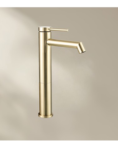 Mitigeur de salle de bain CHADOW avec bec haut finition laiton brossé