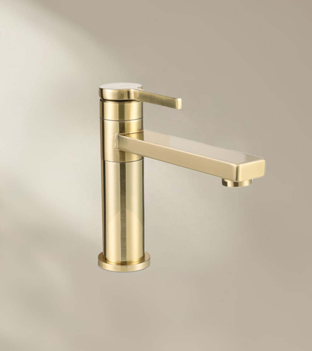 Mitigeur de salle de bain ALEA avec bec bas finition laiton brossé