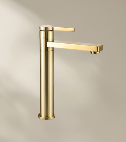 Mitigeur de salle de bain ALEA avec bec haut finition laiton brossé