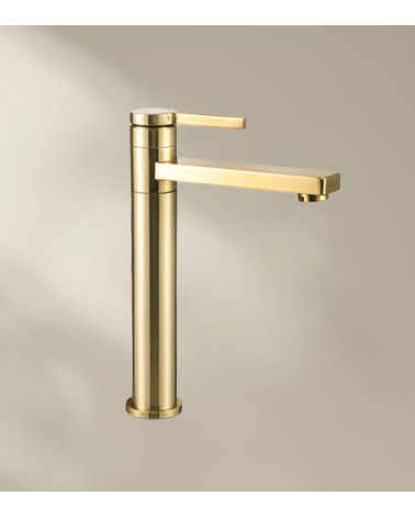 Mitigeur de salle de bain ALEA avec bec haut finition laiton brossé